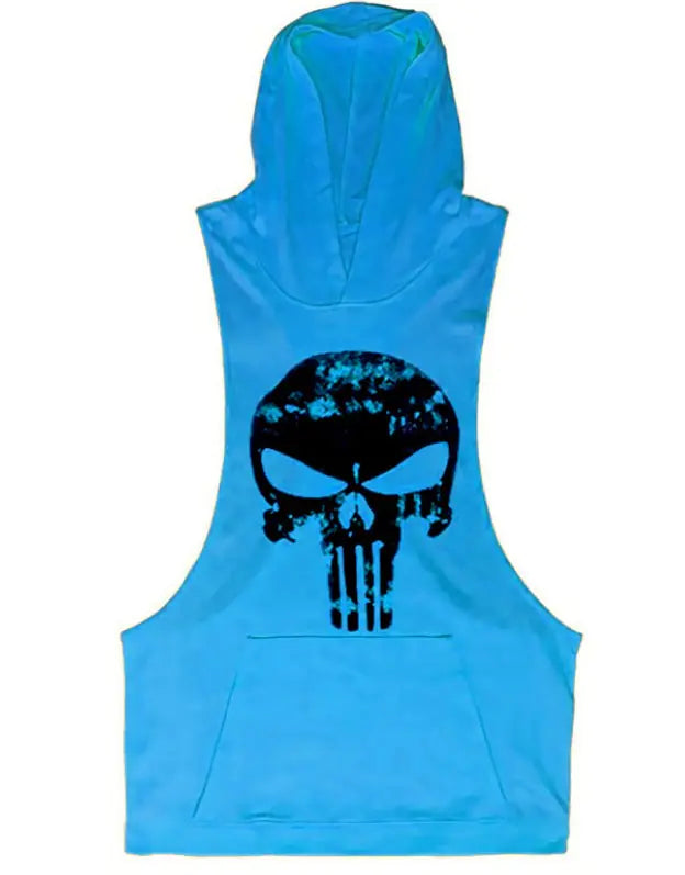 Summer Vest with Skull Pattern Gym Hoodie