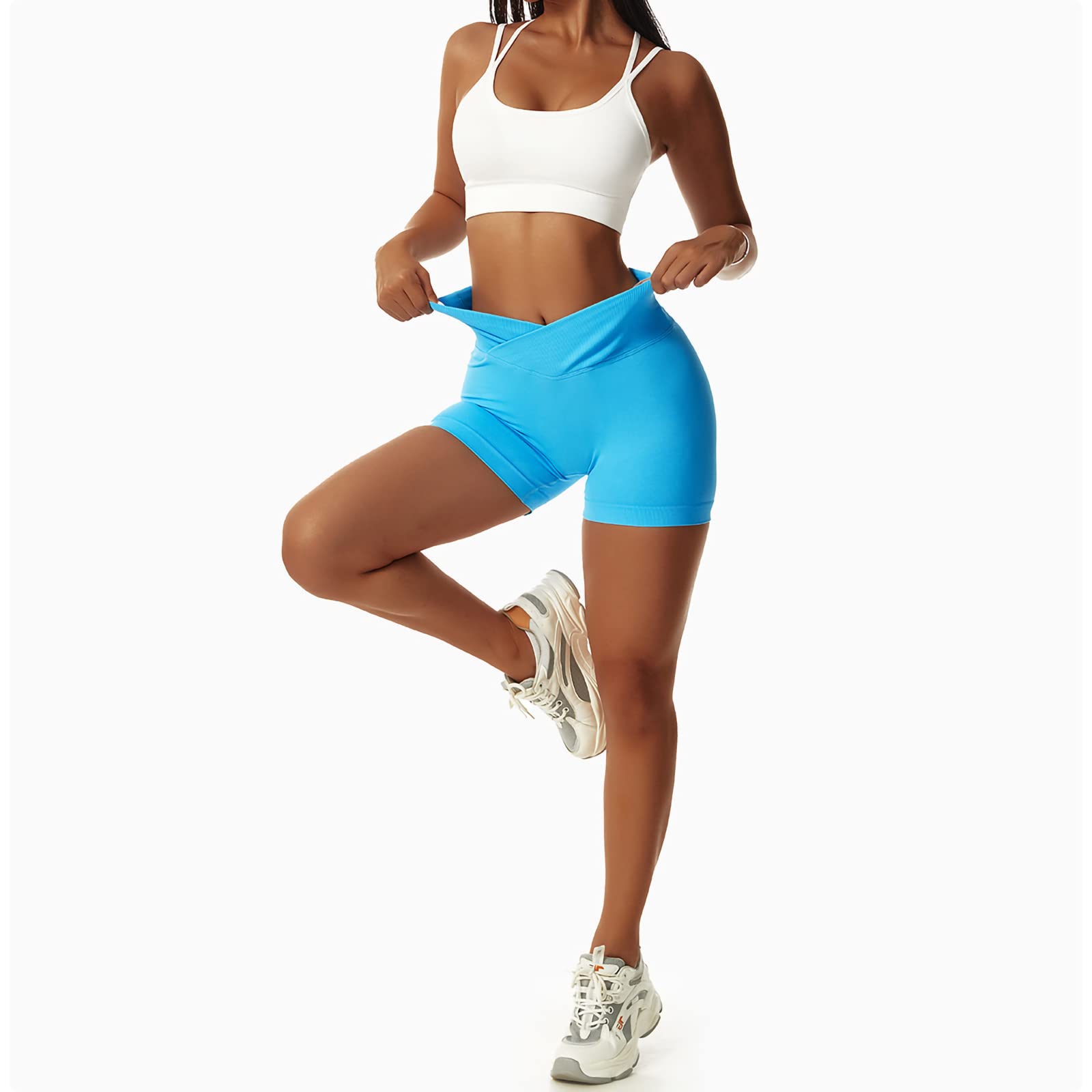 V Cross High Waist Sports Shorts
