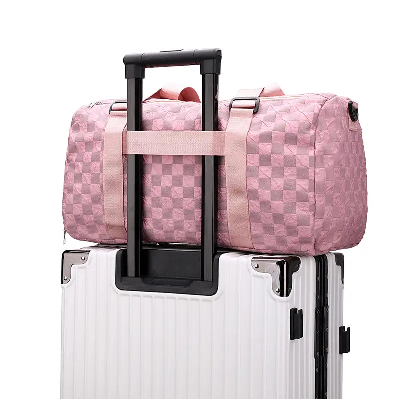 Checkered Pattern Large Capacity Gym Duffle Bag
