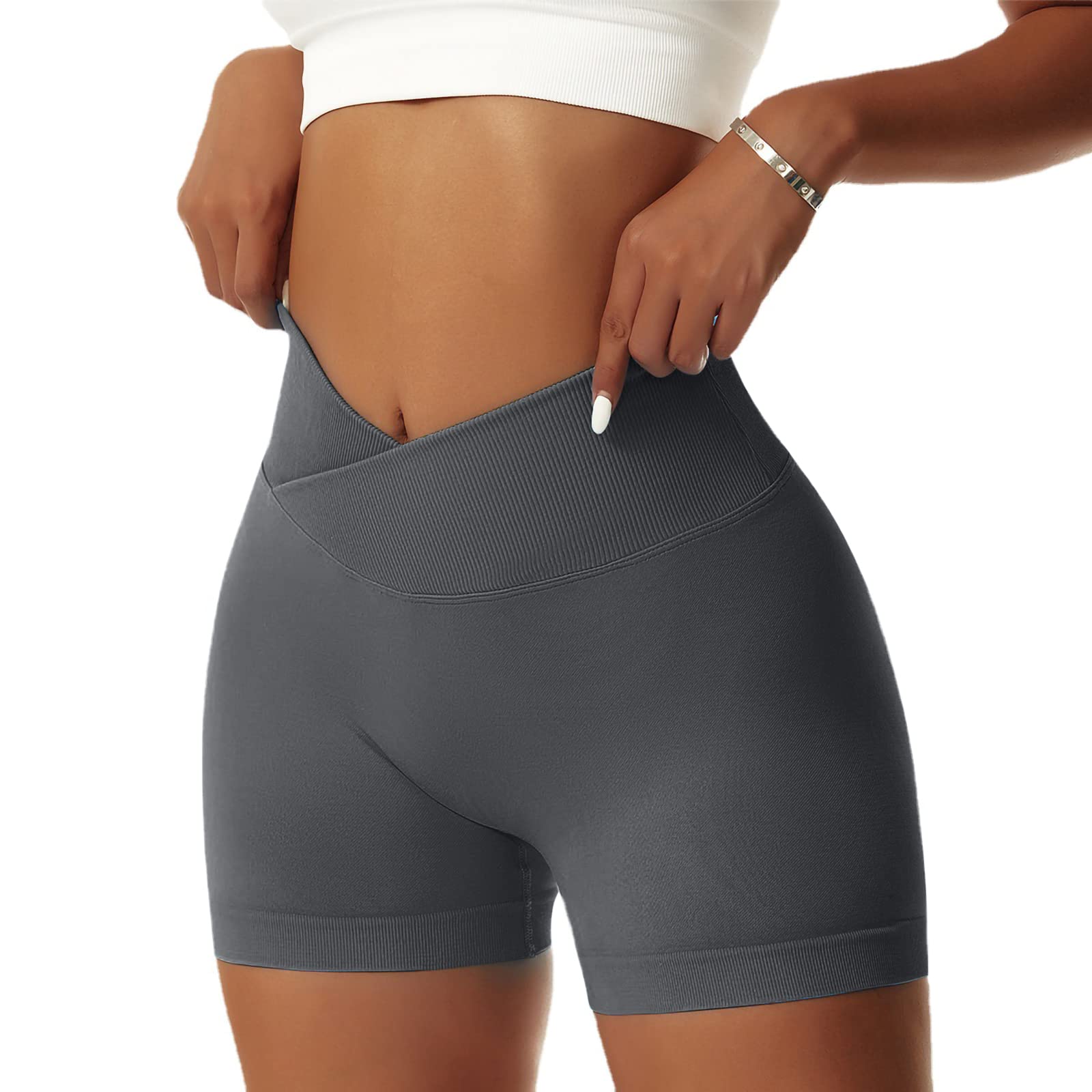 V Cross High Waist Sports Shorts
