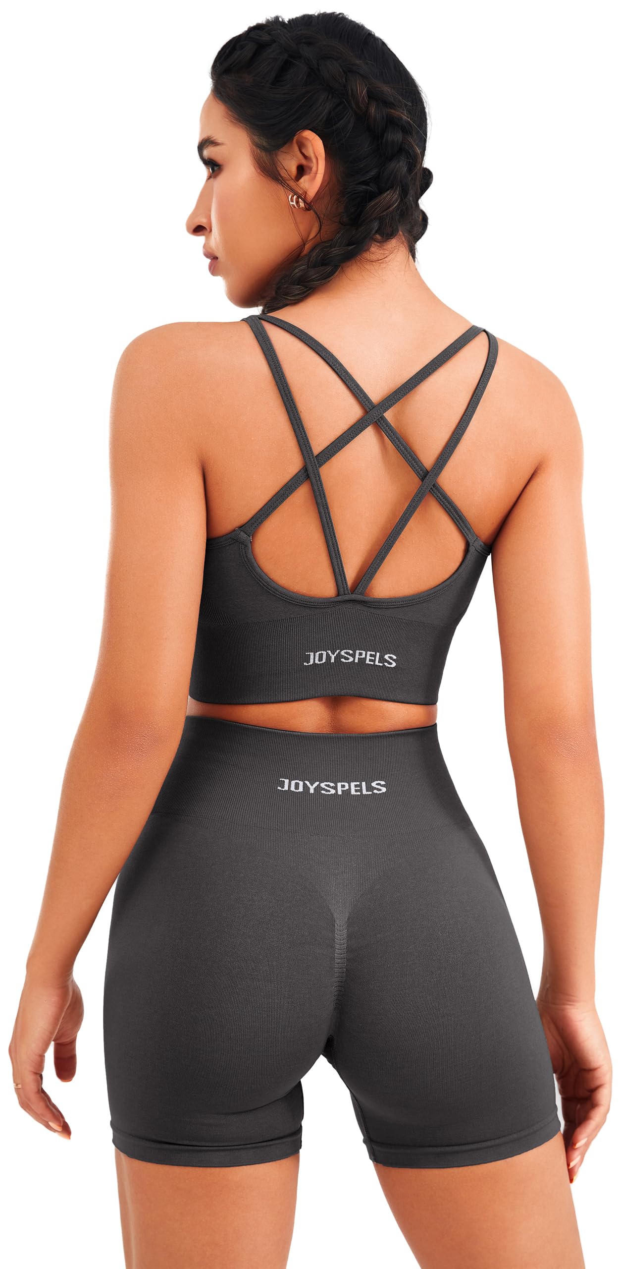 Seamless Longline Sports Bra - Slim Strap 4-Way Stretch Top with Removable Pads.