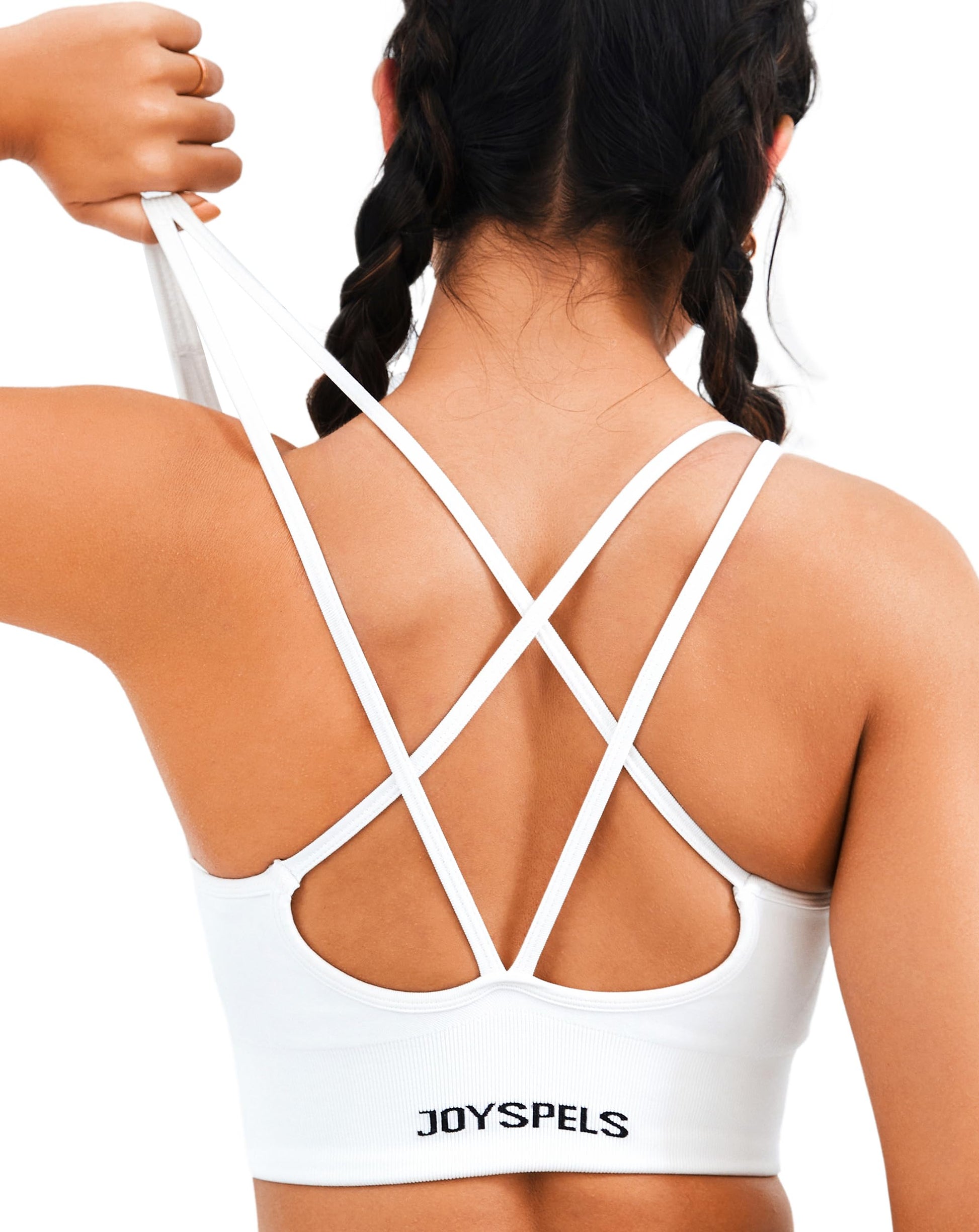 Seamless Longline Sports Bra - Slim Strap 4-Way Stretch Top with Removable Pads.