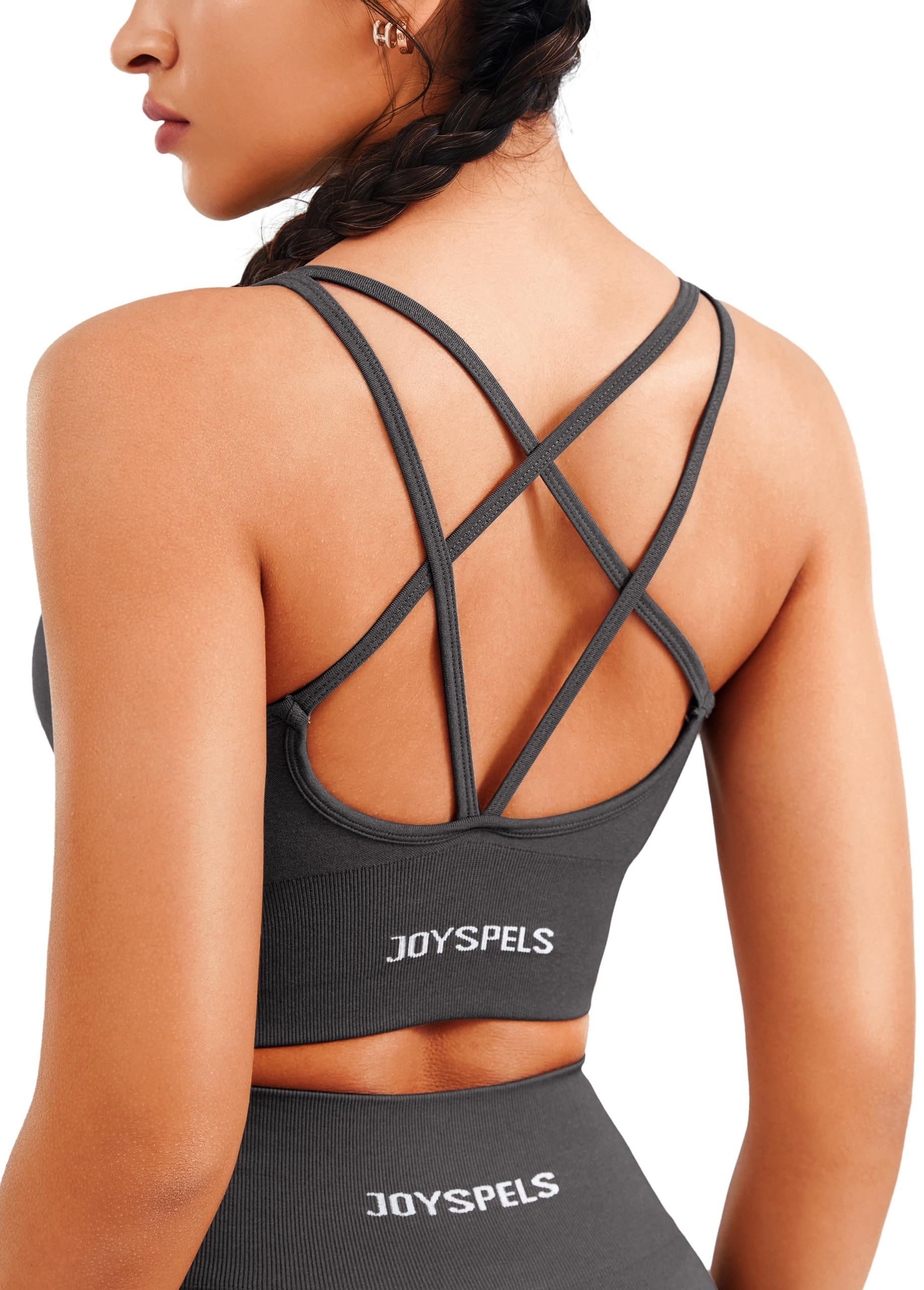 Seamless Longline Sports Bra - Slim Strap 4-Way Stretch Top with Removable Pads.