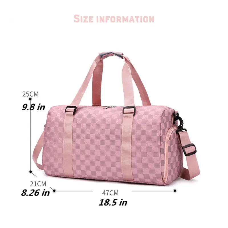 Checkered Pattern Large Capacity Gym Duffle Bag