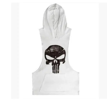 Summer Vest with Skull Pattern Gym Hoodie