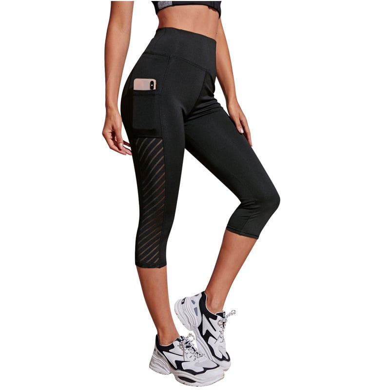 Slim Fit Cropped Yoga Pants (With Pocket)