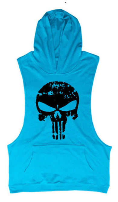 Summer Vest with Skull Pattern Gym Hoodie