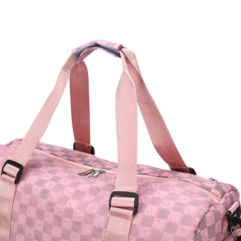 Checkered Pattern Large Capacity Gym Duffle Bag