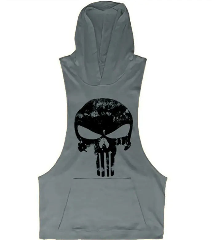 Summer Vest with Skull Pattern Gym Hoodie