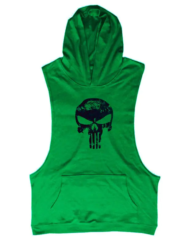 Summer Vest with Skull Pattern Gym Hoodie