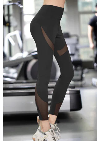 High-Waisted Mesh Nylon Leggings for Yoga and Fitness