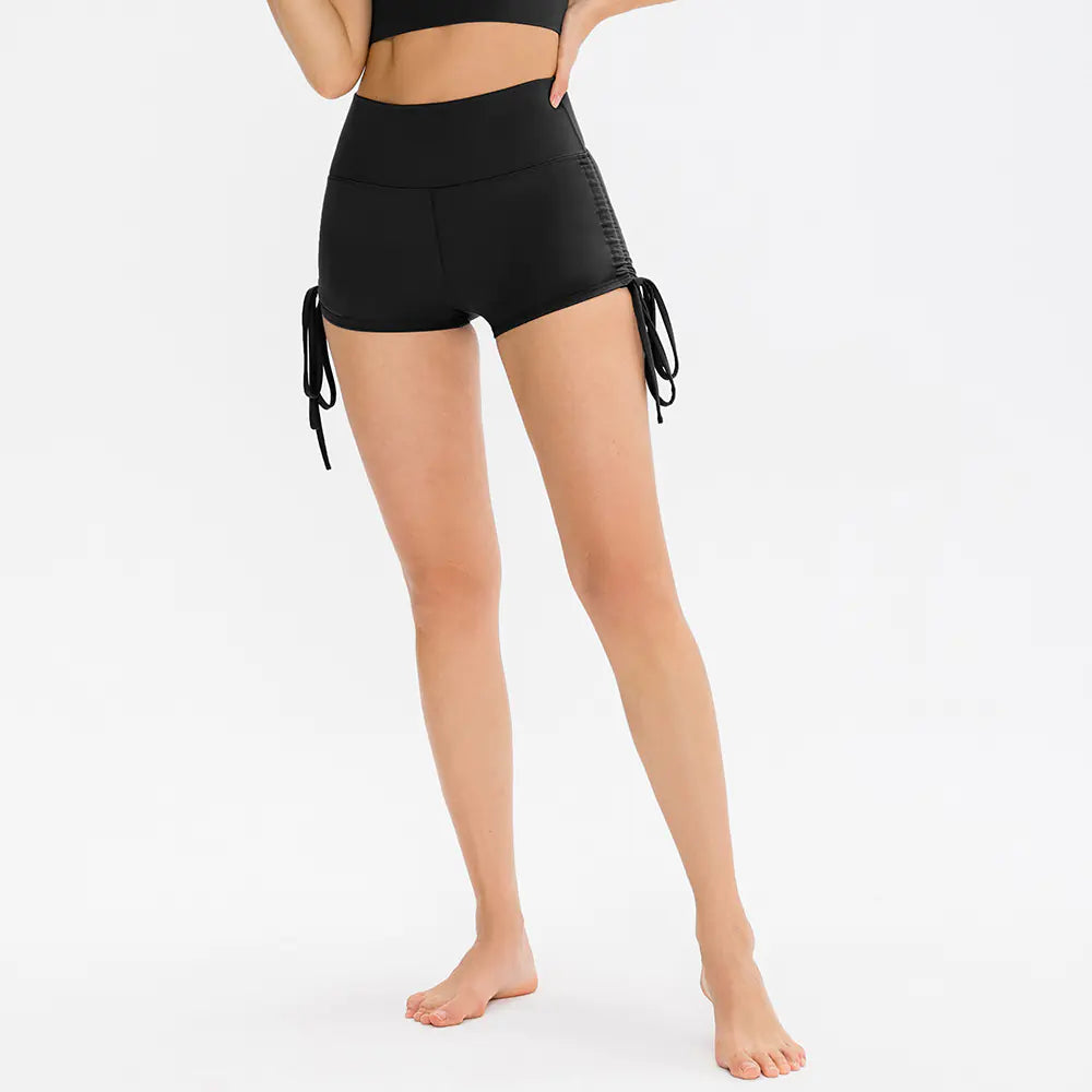 High Waist Tight Drawstring Nude Shorts.