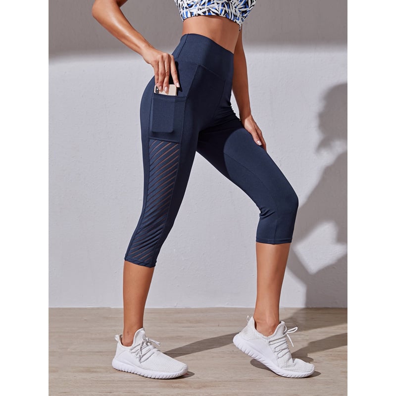 Slim Fit Cropped Yoga Pants (With Pocket)