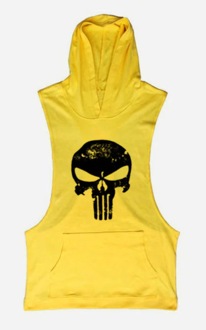 Summer Vest with Skull Pattern Gym Hoodie
