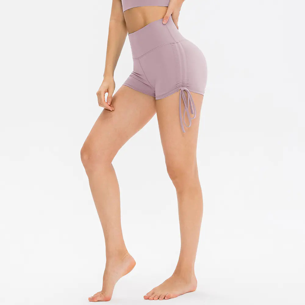 High Waist Tight Drawstring Nude Shorts.