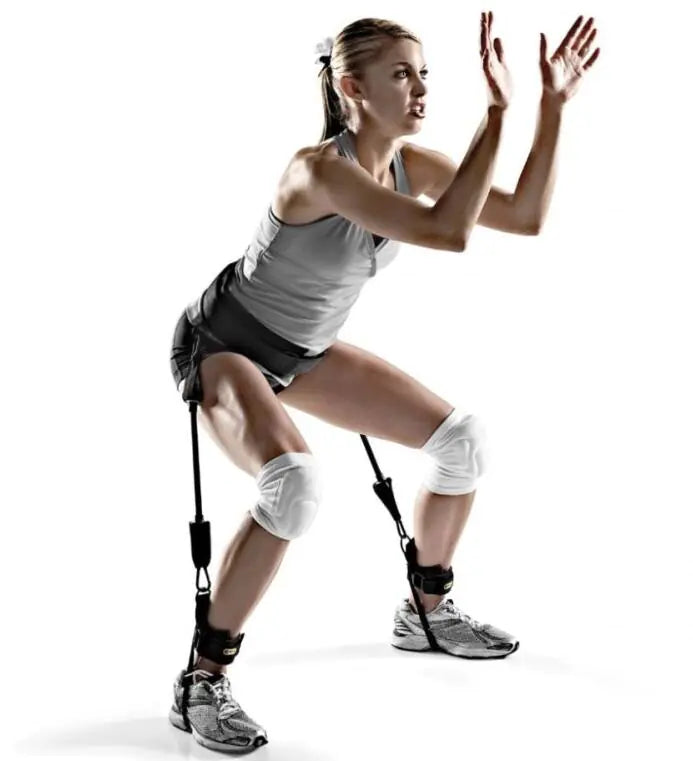 Leg Resistance Trainer with Elastic Bands and Cords