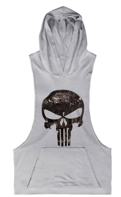 Summer Vest with Skull Pattern Gym Hoodie