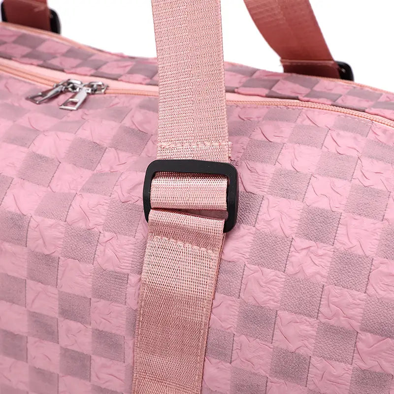 Checkered Pattern Large Capacity Gym Duffle Bag