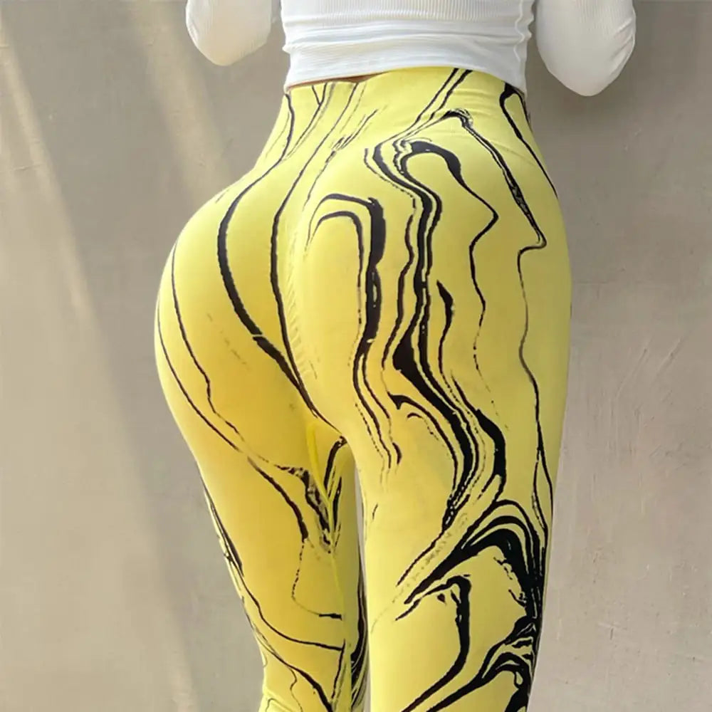 High Waist Tie Dye Peach Hip Yoga Pants