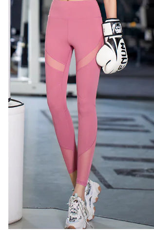 High-Waisted Mesh Nylon Leggings for Yoga and Fitness