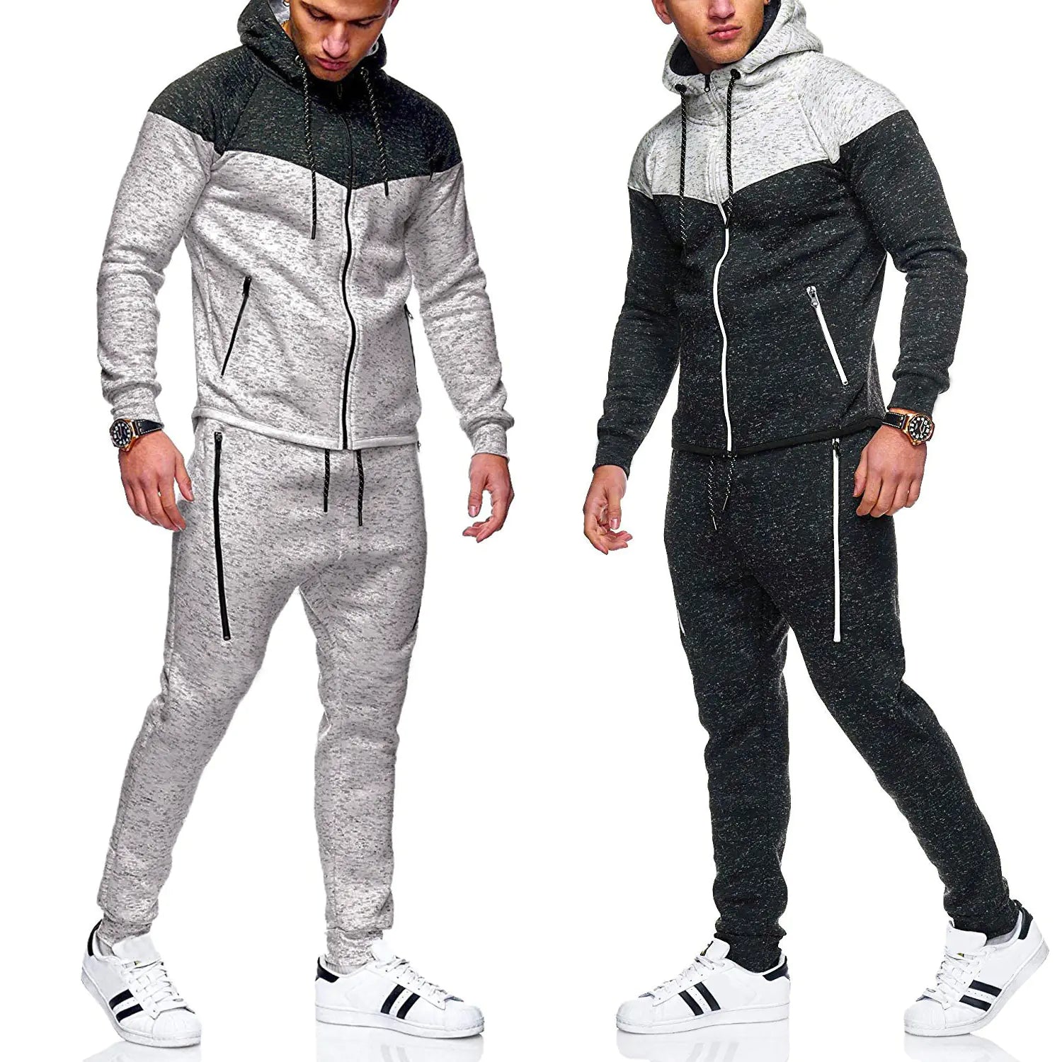 Classic Patchwork Hoodie and Track Suit Set