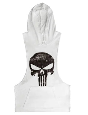 Summer Vest with Skull Pattern Gym Hoodie