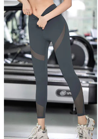High-Waisted Mesh Nylon Leggings for Yoga and Fitness