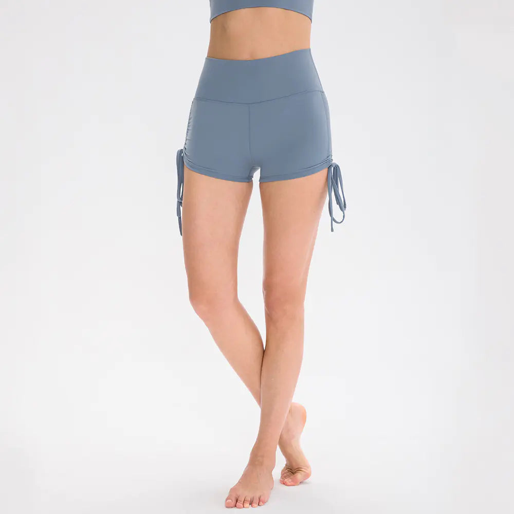 High Waist Tight Drawstring Nude Shorts.