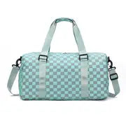 Checkered Pattern Large Capacity Gym Duffle Bag
