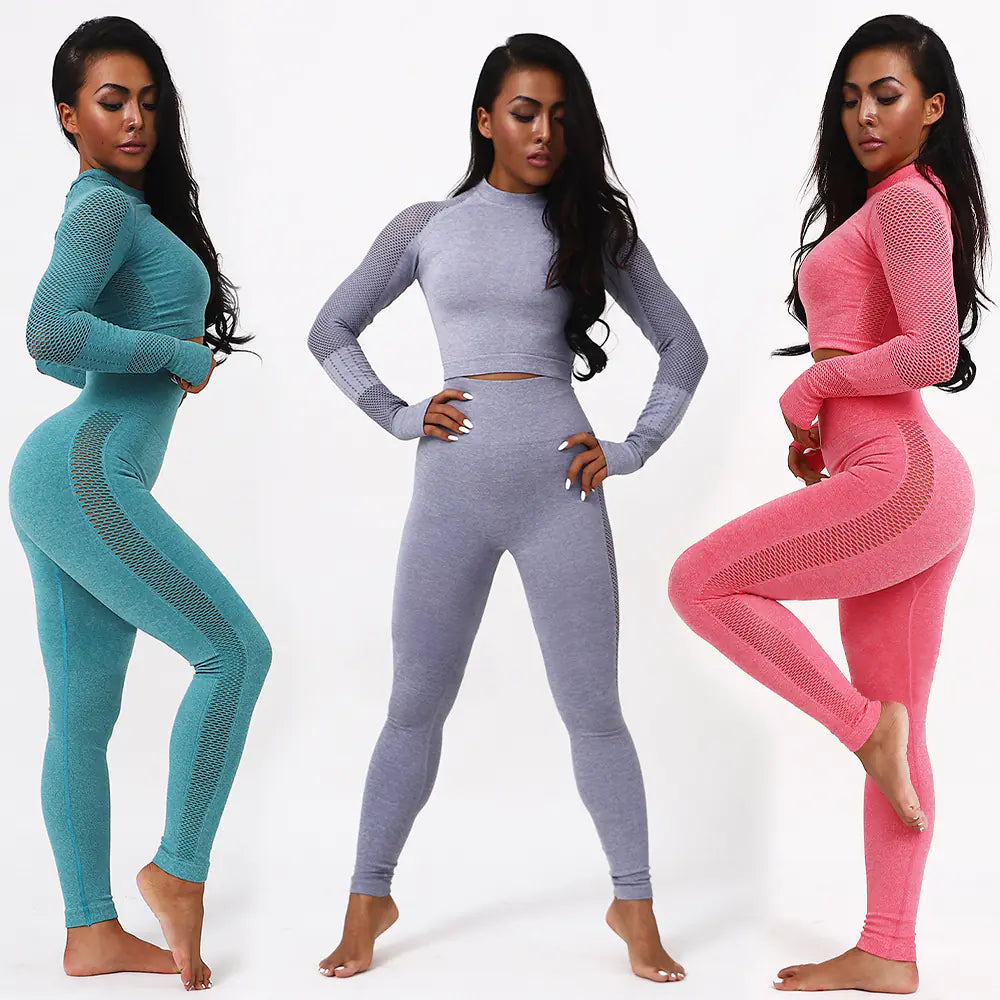 Seamless Long Sleeve Top and High-Waist Leggings (Set)