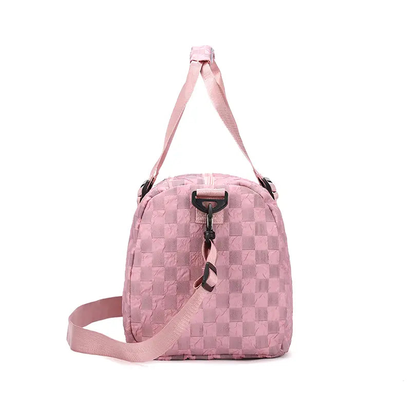Checkered Pattern Large Capacity Gym Duffle Bag