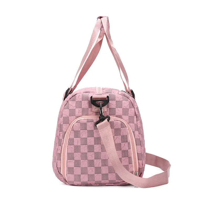Checkered Pattern Large Capacity Gym Duffle Bag