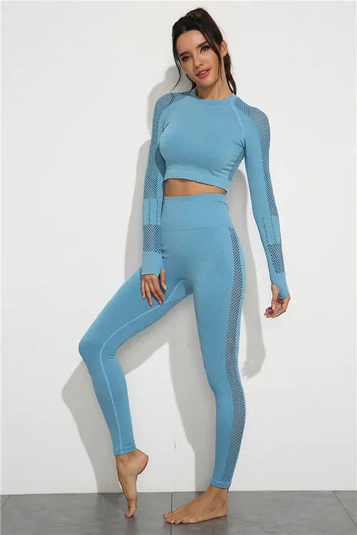 Seamless Long Sleeve Top and High-Waist Leggings (Set)