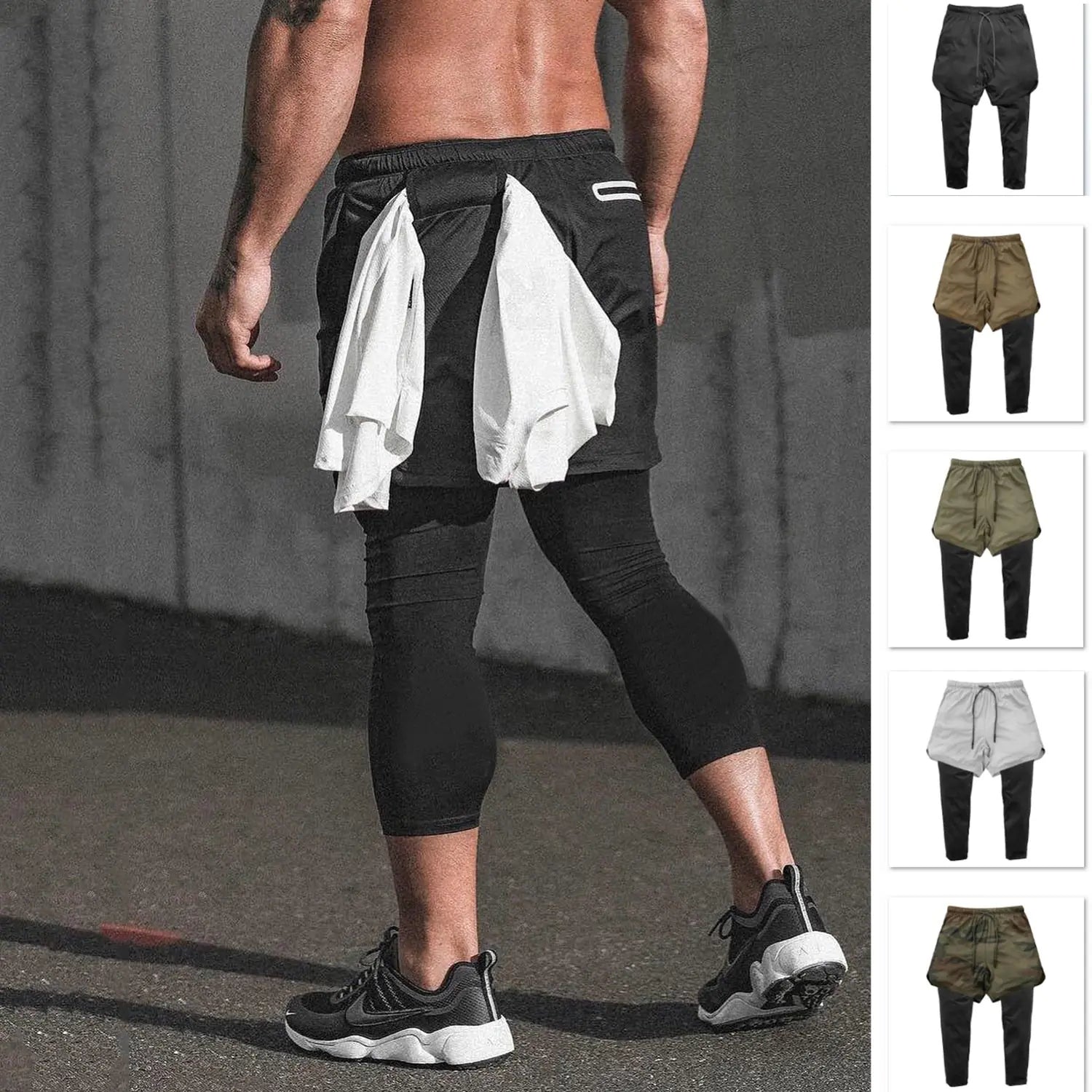 2-in-1 Quick Dry Running Gym Sports Shorts
