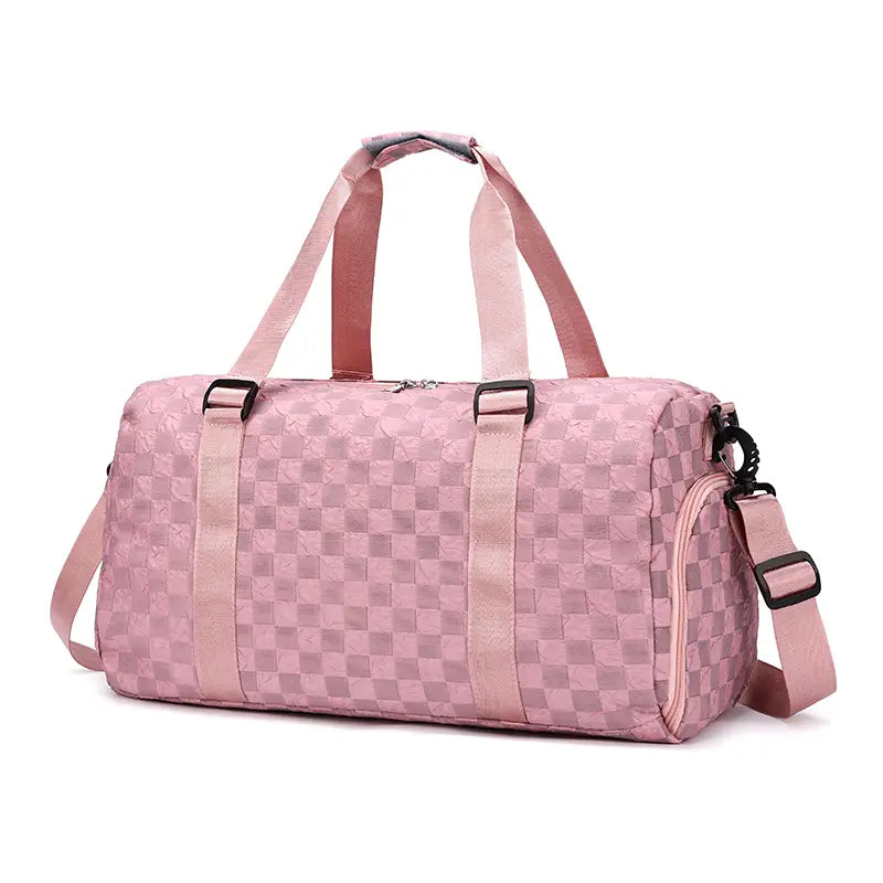 Checkered Pattern Large Capacity Gym Duffle Bag
