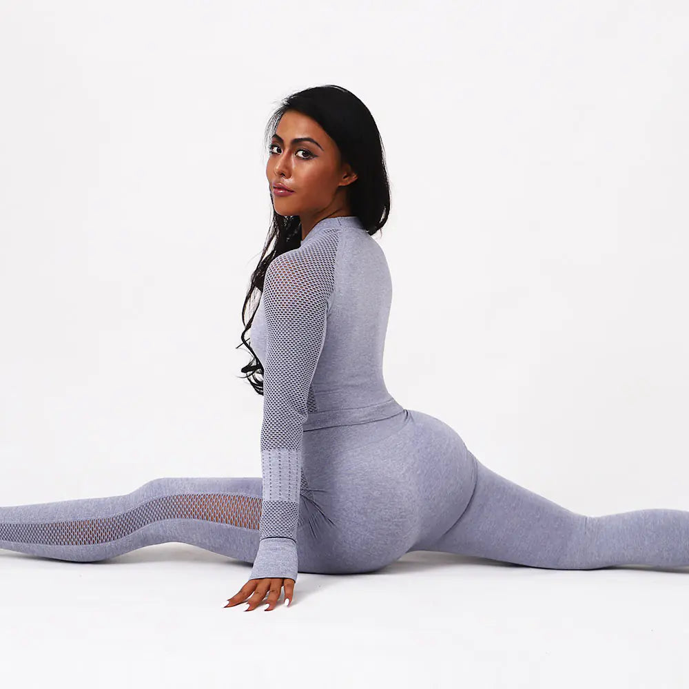 Seamless Long Sleeve Top and High-Waist Leggings (Set)