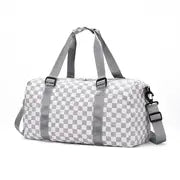 Checkered Pattern Large Capacity Gym Duffle Bag