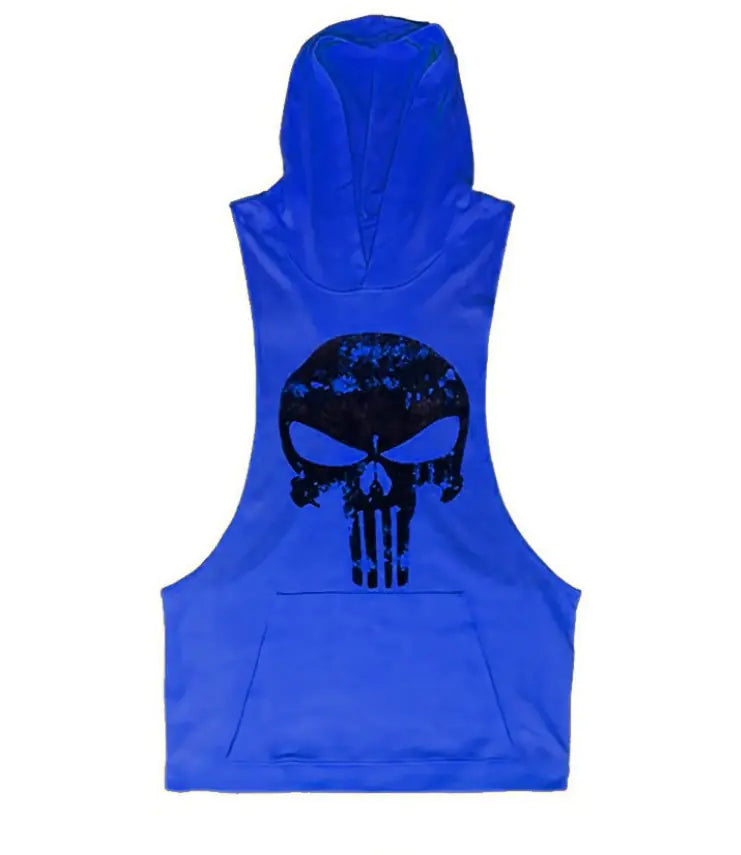Summer Vest with Skull Pattern Gym Hoodie