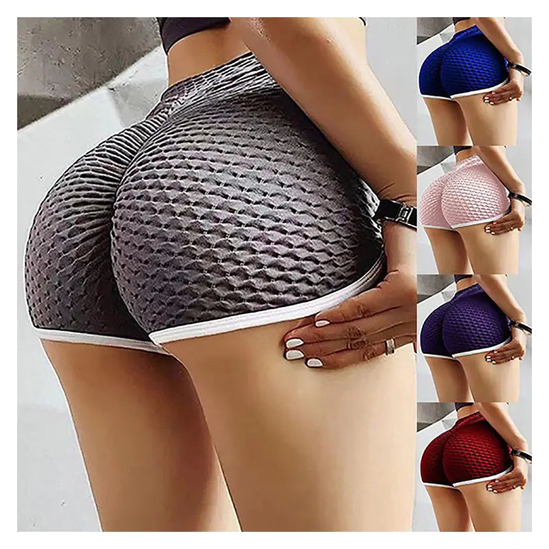 Solid Jacquard Sports Yoga Shorts