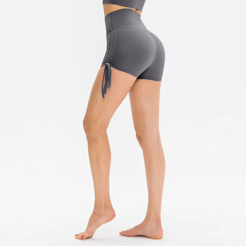 High Waist Tight Drawstring Nude Shorts.