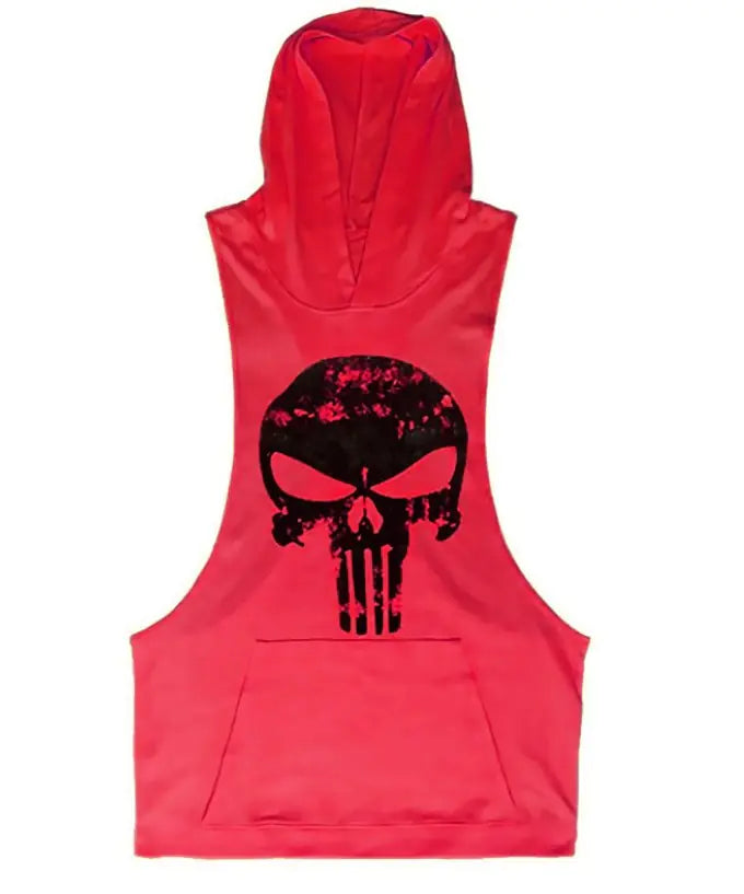 Summer Vest with Skull Pattern Gym Hoodie