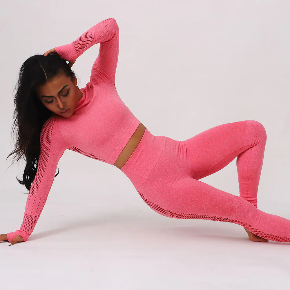Seamless Long Sleeve Top and High-Waist Leggings (Set)